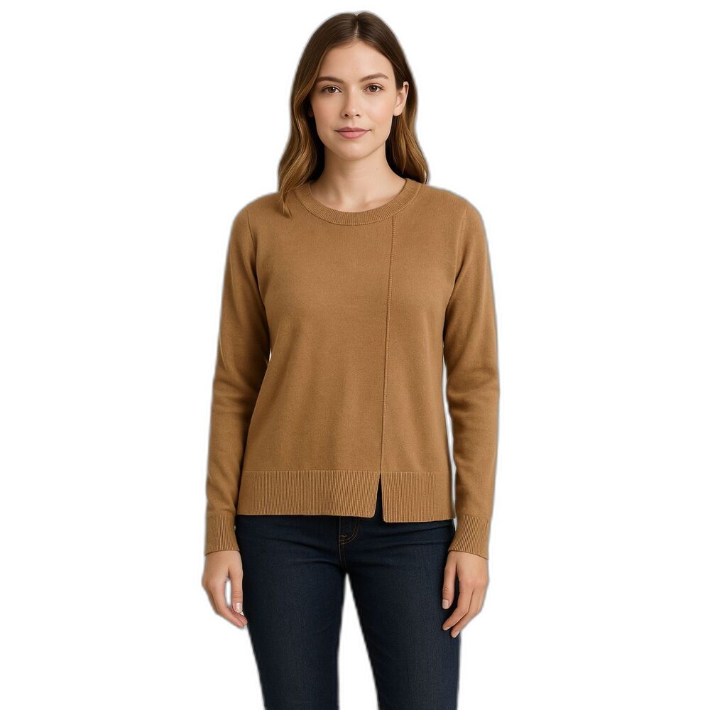 Elliot Lauren Tan Sweater Size L Cotton Cashmere Minimalist Preppy Casual Cozy